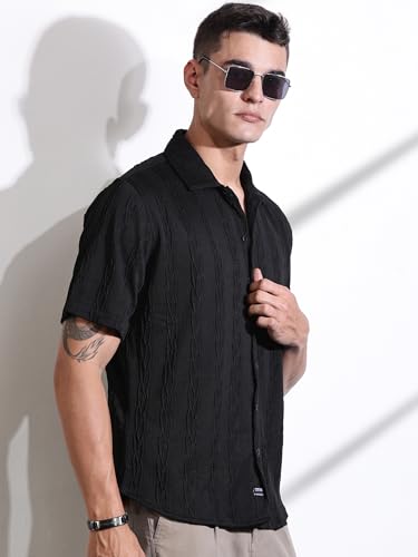 Image of Thomas Scott Men Polyester Blend Solid Oversized Fit Shirt