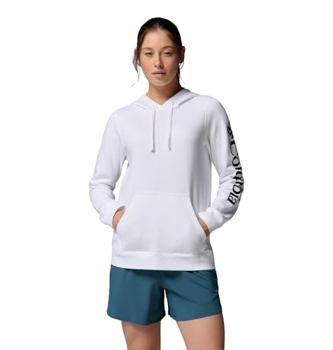 Columbia Women's Columbia Trek Graphic Hoodie, White/Gem Columbia Sleeve, Large