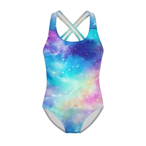 Image of Girls One Piece Swimsuits Summer Quick Dry Crewneck Beach Bathing Suit Cross Shoulder Strap Swimwear 5-14 Years