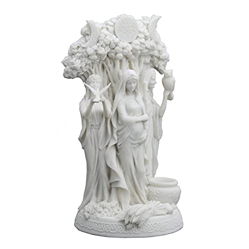 Estatua de resina triple diosa celta 10.5 pulgadas blanca miniatura 4