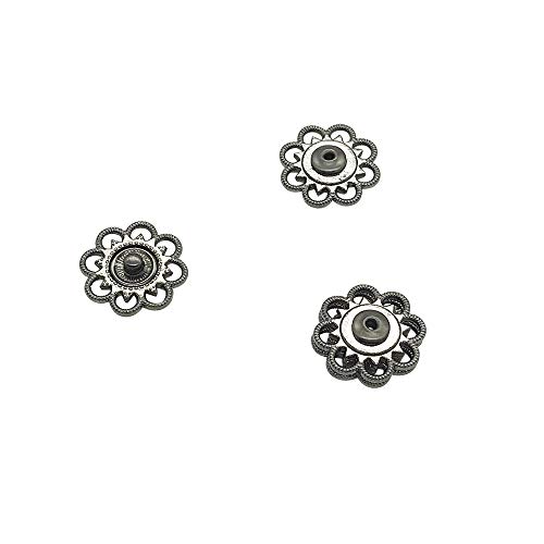 10 Set Metal Snap Buttons Clasp Buttons Hollow Flower Sewing Press Studs Buttons Coat Buttons,Black,3/4 Inch,Q1757 #TOP17