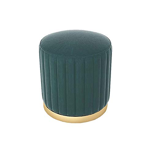 Repose-pieds moelleux vert, petit tabouret rond de salon confortable