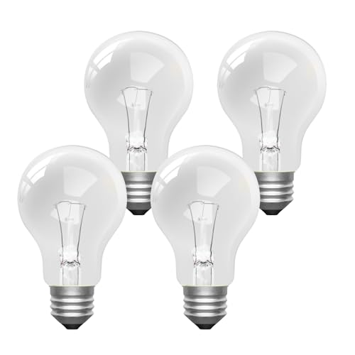 YXQZH 75 Watt Incandescent Light Bulbs A19 Non Led Incandescent Bulb E26 Base Warm White Shatter Resistant Rough Service 75W Light Bulb for Home Garage Warehouse 4 Pack