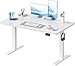Devoko Electric Standing Desk 120x60cm Sit Stand Table Height Adjustable with Backpack Hook and Memory Smart Pannel, Home Office, White