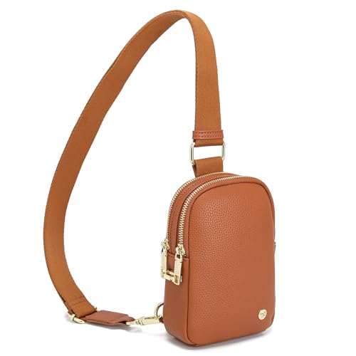 INICAT Anti Theft Crossbody Bag for Women Small RFID Blocking Sling Purse with Zipper Lock for Travel Vegan Leather(Brown)