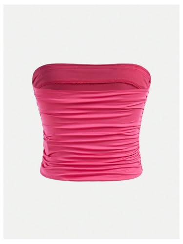 Image of Milumia Girl's 2 Pack Tube Top Ruched Strapless Sleeveless Bandeau Tops
