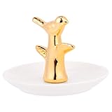 Vogel- und Zweigdesign machen Porzellanringschale eine schöne Desktop-Verzierung.