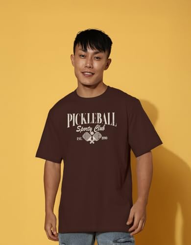 Image of Cotton Blend Oversized Loose Fit Drop Shoulder Graphic Printed Men's Half Sleeve T-Shirt (Sizes: S to 2XL)
