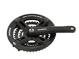 Shimano 6550 - Guarnitura pignone in alluminio Tourney, pedivella 170 mm, 48 / 38 / 28 denti con anello di protezione catena, colore: Nero