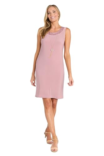Image of R&M Richards Women's 2-Piece Knee Length Banded Hi-Lo Sequined Jacket Dress W /Detachable Necklace