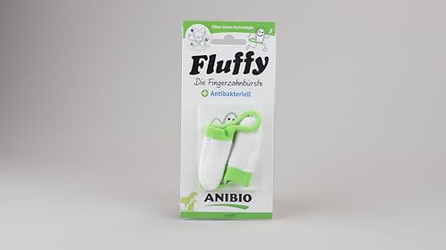 Anibio Fluffy (2 Stück) Fingerzahnbürste | Fingerling | Entfernt sanft und gründlich Zahnbelag | Silber-lonen Technologie | Zahnreinigung | Hunde Zähne |