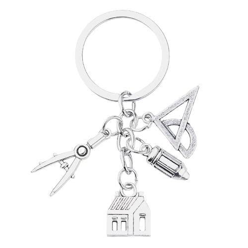 Tofwaol Architect Keychain - Silver - 2.87*1.14 inch - Modern Architecture Themed Gift for Women, Men, Architects, Engineers, Students