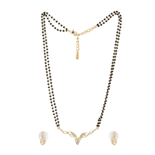 Estele Jewellery For Women Gold Plated Elegant Mangalsutra Necklace Set with White Crystals for Women-EMS12080006 NKER (B08D484S9H) Amazon Price History, Amazon Price Tracker