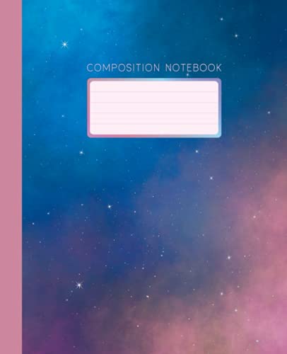 Composition Notebook: Wide Ruled with 110 Pages, Pink Galaxy Sky Full of Stars (7.5 x 9.25)