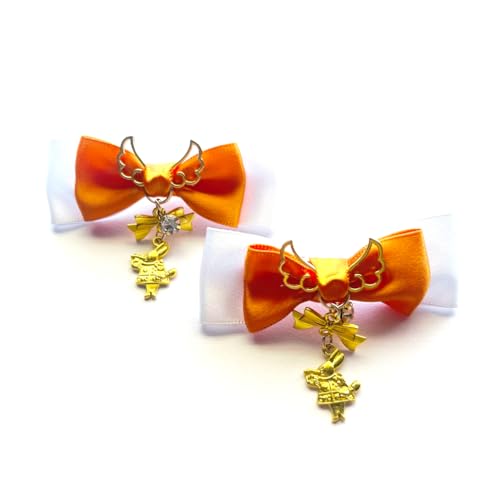 (小野寺屋/ペンギンランド)【ヘアクリップ/左右2個セット】ミニミニアリスのウサギの音楽隊【 ロリータ ゆめかわいい ゴスロリ ヘアクリップ ヘアピン ヘアアクセサリー コスプレ 量産型 地雷系】 (オレンジ×ホワイト)