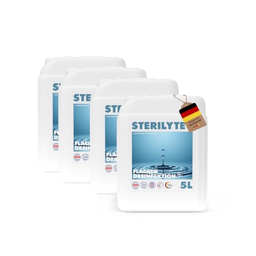 STERILYTE Flächendesinfektionsmittel Kanister 4 x 5 L – Nachhaltig, alkoholfrei & hochwirksam - Desinfektionsmittel für Flächen vielseitig einsetzbar – MADE IN GERMANY