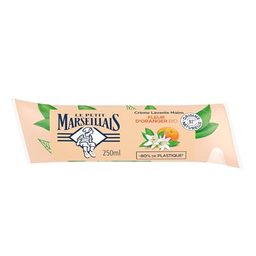 Le Petit Marseillais – Recharge Crème Lavante Mains Fleur d'Oranger Bio (berlingot de 250 ml) – Savon liquide avec 92 % d'ingrédients d'origine naturelle...