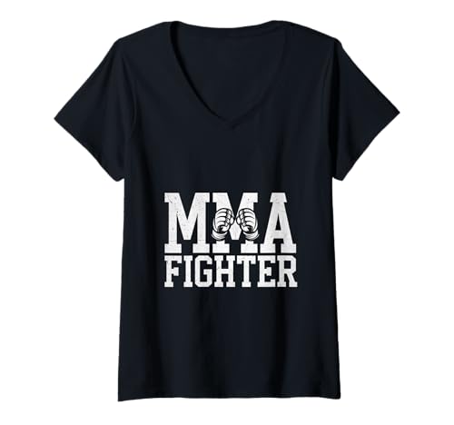Donna Divertente MMA mista arti marziali MMA combattente divertente avvertimento Maglietta con Collo a V