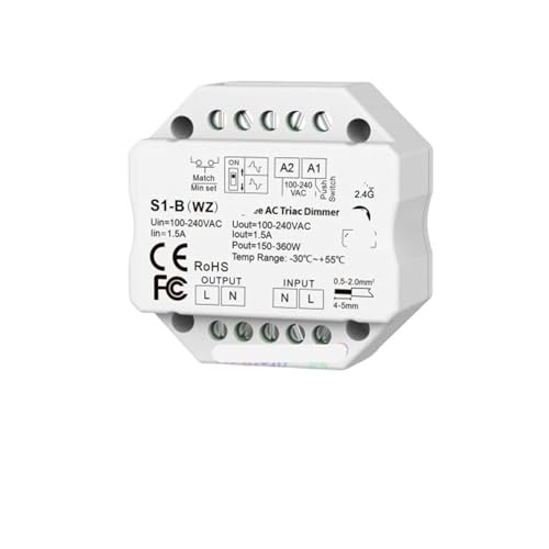 Atenuador LED S1-B WZ con regulación RF 2,4G sin parpadeo para bombillas LED de un solo color