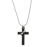 Material: Acero Inoxidable TOOGOO(R)Hombre Acero Inoxidable Cruz & Anillo Cadena Colgante Collar Moda Buen Regalo
