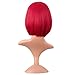MapofBeauty 12 Inch /30 cm Fashion Lady Short Straight Synthetic Flat Bangs Bob Wig (Bright Red)