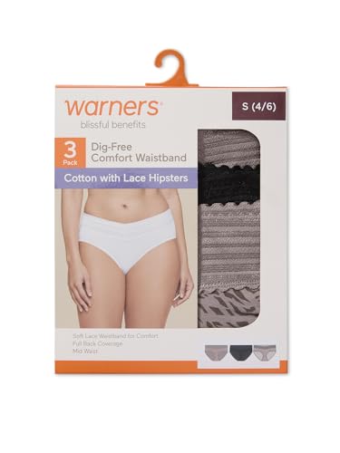 Image of Warner's Women's Blissful Benefits Women's Dig-free Comfort Waist With Lace Cotton Hipster 3-pack