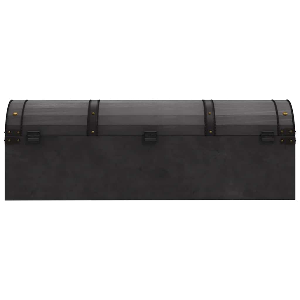 Baule in Legno Massello Vintage 120x30x40 cm Nero