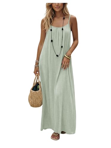 Image of SHENHE Women's Open Back Spaghetti Strap Beach Maxi Dress Loose Flowy Vacation Sundress