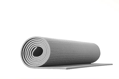 Tappetino Yoga Fitness Ginnastica Tappeto Palestra Antiscivolo Arrotolabile 61 x 173 Cm Pilates Workout - Grigio
