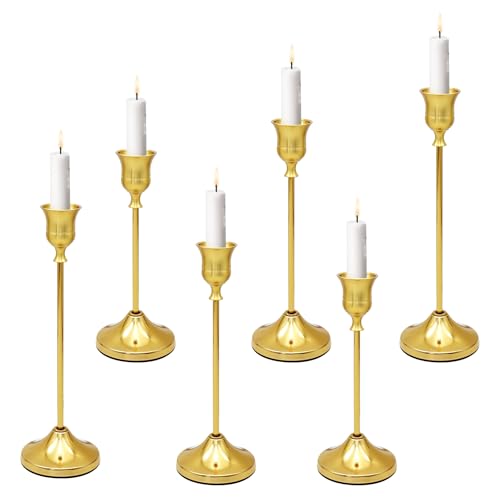 6 Piezas candelabros para Velas (16/19/23 cm), Portavelas de