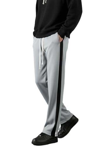 Image of INDICLUB Men's Track Pants with Side Stripe, Drawstring Waist, Straight Leg