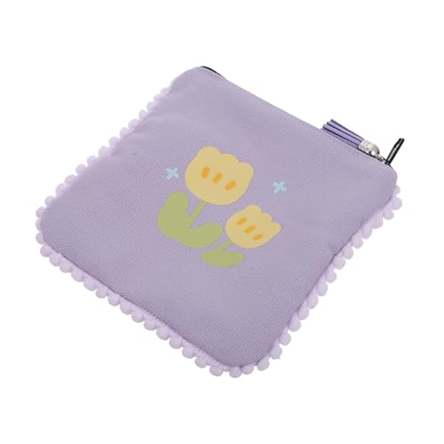 Ipetboom Monedero con Borla Dibujos Animados Dama Chica Cartera Moneda Monedero De Lona Portátil Pequeño Monedero para Mujer Monedero De Niña Bolsitas Pequeñas con Cremallera Lienzo Violet