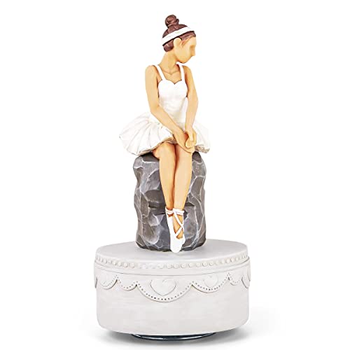 MS. WENNY Ballerina Music Box Figurine Gift - Rotating Ballet Dancer Statue Musical Box Sculpted Hand-Painted Figure Birthday Gift for Daughter Girls Girlfriend Wife Play Swan Lake