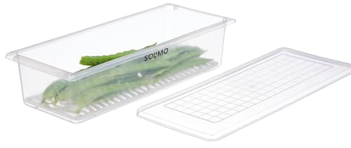 Image of Amazon Brand - Solimo Plastic Stackable Storage Containers With Removable Drain Plate For Fridge, Rectangle 1400ml