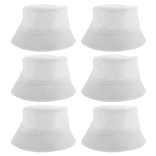 Chapeaux garçons et filles blancs lot de 6 bobs souples contre les coups de soleil en été