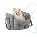 POMESEA ドライブ 犬 ベッド 防水 犬 車 シート ペットベッド 中小型犬 キャリーバッグ 車用ベッド 脱走防止リード付き ふかふか お出かけ用 洗濯可能 助手席 後席対応 グレー