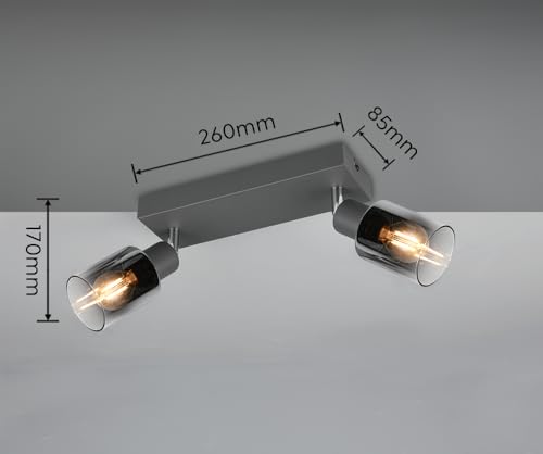 Reality Leuchten Spotbalken Cadiz R81782042, Metall Anthrazit, Glas Chrom bedampft, exkl. 2x E14