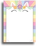 Unicorn Border Stationery Paper - 80 Sheets - Great for Birthday Invitations, Flyers, and Announcements