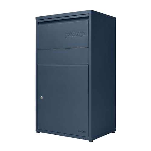 Image of Adoorn Package Delivery Boxes for Outside - Large Anti-Theft Secure Package Box - Free Standing Parcel Drop Box - Weatherproof Construction - Durable Steel - 36 inch H x 20.5 inch W x 15 inch D - Navy