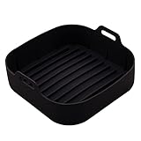 LYOR - Forma Quadrada de Silicone para Air Fryer Preta 20Cm x 7Cm