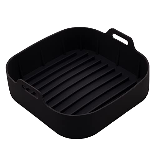 LYOR - Forma Quadrada de Silicone para Air Fryer Preta 20Cm x 7Cm