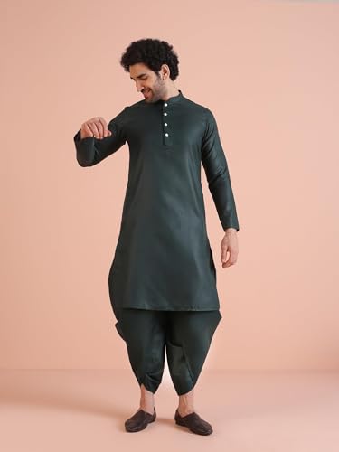 Image of KISAH Men's Kurta Sherwani Set Indo-Western Silk Blend, Geometric Design, Full Sleaves, Knee Length, Straight, Regular Fit, Mandarin Collar Ethnic Wear