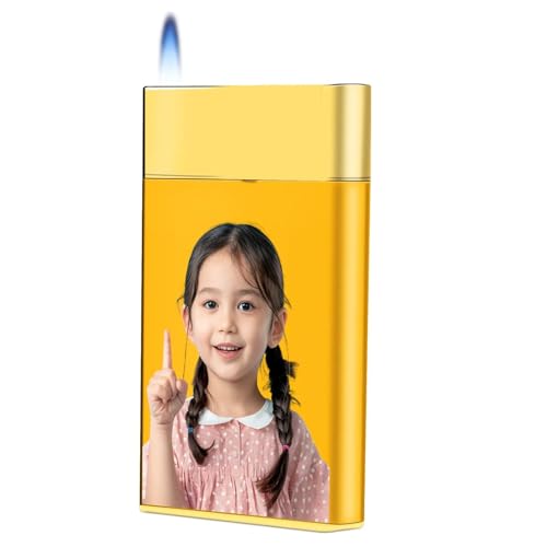 loongway Personalisiertes Outdoor Feuerzeug | mit individuellem Bild | Sturmsichere Jetflamme einstellbar | Outdoor-Kompatibler Sturmzünder