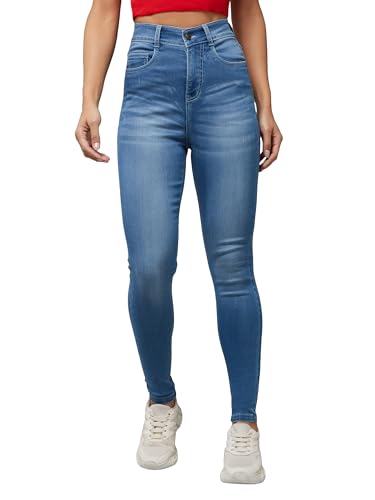 Image of Dolce Crudo Women's Skinny Fit High Rise Cropped Length Stretchable Denim Jeans
