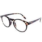 DOOViC Blaulichtfilter Runde Lesebrille Havana Schildkröte Computerbrille Brille mit Sehstärke für Damen/Herren 2,0