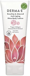 DERMA-E Rosehip and Almond Anti-Aging Shea Body Lotion – Vegan Collagen, Retinol and Vitamin E Moisturizer for Dry Skin – Gently Scented Cruelty Free Moisturizing Cream, 8 oz