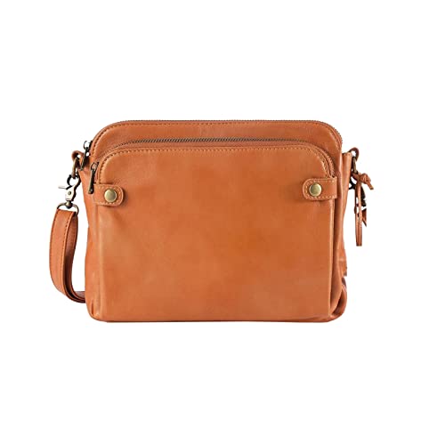 Sac à bandoulière femme triple zip petit sac à main marron