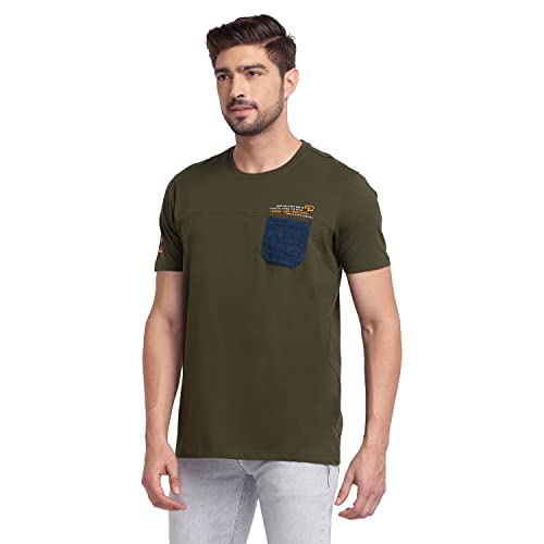Image of Spykar Rifle Green Mens T-Shirts (Size: 2XL)-MKT-02BBFT-232-RIFLE Green