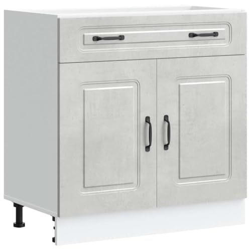 vidaXL Armoire de Cuisine Kalmar Gris béton Bois d ingénierie
