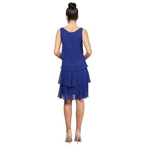 Image of S.L. Fashions Womens Tiered Cocktail Party Dress, Wedding Guest Gown (Petite and Regular Sizes)